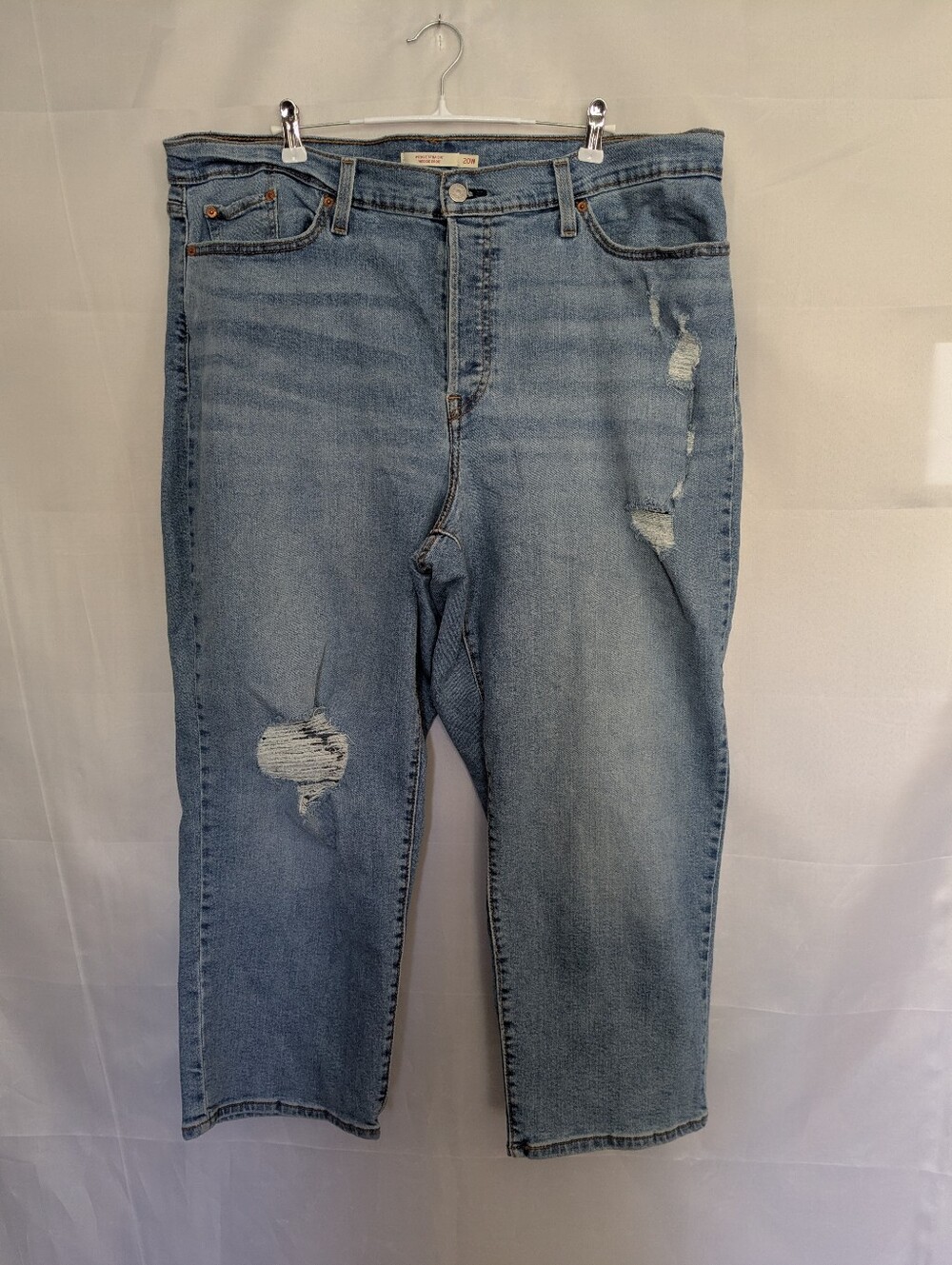 Levi's Wedgie Straight Jeans Distressed High Rise Button Fly 20W